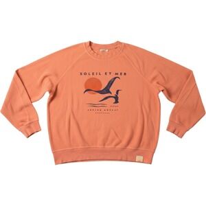 Faherty Soleil Et Mer Graphic Sweatshirt Coral Orange Raglan Pullover Mens Large